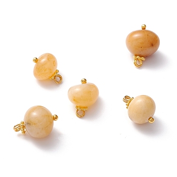 Natural Topaz Jade Charms, with Brass Eye Pin & Alloy Daisy Spacer Beads, Golden, Nuggets, 12~14.5x9.5~11.5x8.5~11mm, Hole: 1.8mm