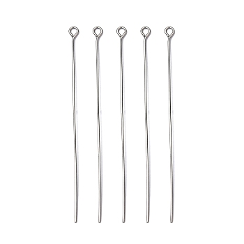304 Stainless Steel Eye Pins, Stainless Steel Color, 65mm, Hole: 2mm, Pin: 0.7mm