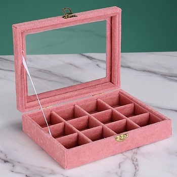 Flock with Glass Jewelry Display Box, Pink, 20x15x5cm