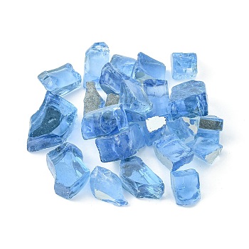 Reflective Tempered Fire Glass Chips, for Fireplace Fire Pit, Dark Turquoise, 10~16.5x17.5~19.5x10mm, about 4540g/bag