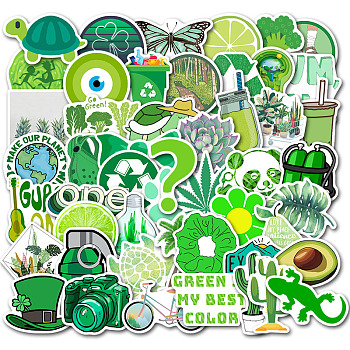 PVC Self-Adhesive Cartoon Stickers, Waterproof Decals for Kid's Art Craft, Lime Green, 40~70mm, 50pcs/set