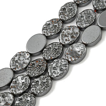 Non-magnetic Synthetic Hematite Beads Strands, Flat Oval, 8x6x3mm, Hole: 1mm, about 51pcs/strand, 15.75''(40cm)