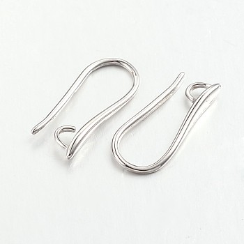 Brass Earring Hooks for Earring Designs, with Horizontal Loop, Lead Free & Cadmium Free, Platinum, 20.5x8.5x2.5mm, Hole: 2mm, Pin: 1mm