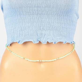 Summer Jewelry Waist Bead, Glass Seed Beaded Body Chain, Bikini Jewelry for Woman Girl, Pale Green, 31.5 inch(80cm)