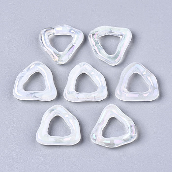 Transparent Resin Finger Rings, Imitation Gemstone Style, AB Color Plated, Triangle, Clear AB, Inner Diameter: 11mm