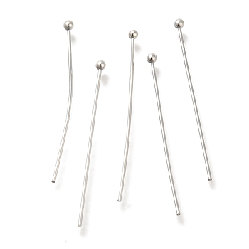 Brass Ball Head Pins, Lead Free & Cadmium Free, 925 Sterling Silver Plated, 25x0.6mm, Head: 1.5mm