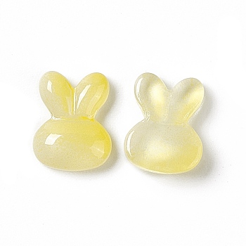 Electroplated Glass Cabochons, Rabbit, Champagne Yellow, 10x8x3mm