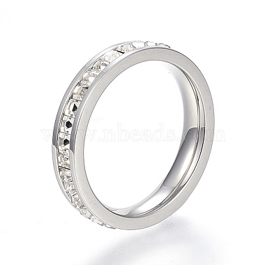 Stainless Steel+Rhinestone Finger Rings