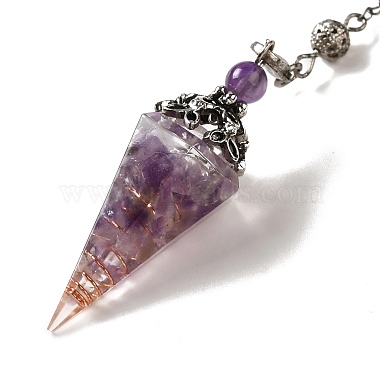 Natural Amethyst Dowsing Pendulum Big Pendants(G-H285-02P-03)-2