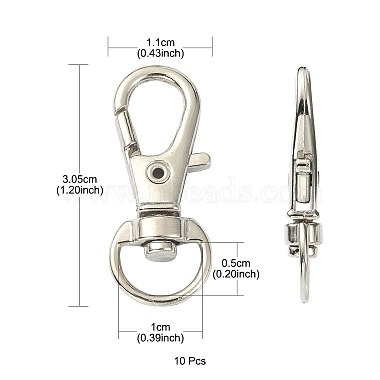 10шт. поворотные застежки-лобстеры из сплава(PALLOY-CJ0002-68)-2