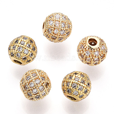 8mm Round Brass+Cubic Zirconia Beads