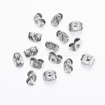 Non-Tarnish 304 Stainless Steel Ear Nuts, Friction Earring Backs for Stud Earrings, Stainless Steel Color, 6x4.5x3.5mm, Hole: 0.8mm(X-STAS-H376-83)