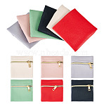 6Pcs 6 Colors Imitation Leather Jewelry Storage Zipper Bags, for Earrings, Rings, Bracelets, Square, Mixed Color, 8x8x0.7cm, 1pc/color(ABAG-TA0001-66A)