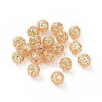 304 Stainless Steel European Beads, Long-Lasting Plated, Large Hole Beads, Hollow Round, Real 14K Gold Plated, 10mm, Hole: 4mm(KK-WH0084-06B-G01)