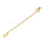 304 Stainless Steel Chain Extender with Oval Charms Ion Plating(IP), Real 18K Gold Plated, 74mm(STAS-G383-07G)