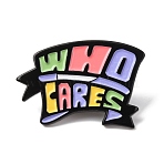 Funny Enamel Pins, Black Alloy Lapel Pin Backs for Backpack Clothes, Who Cares, 21x30mm(JEWB-B039-03EB-03)