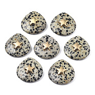 Natural Dalmatian Jasper Pendants, with Light Gold Plated Brass Star Findings, Faceted, Teardrop, 28~28.5x28~28.5x10mm, Hole: 1.2mm(G-N326-132-04)