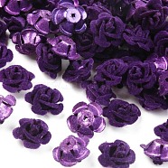 Flocky Aluminum Beads, Rose Flower, Indigo, 15x15x9mm, Hole: 1.4mm, about 1000pcs/bag(FALUM-S001-001I)