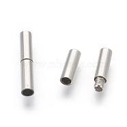 316 Surgical Stainless Steel Bayonet Clasps, Column, Stainless Steel Color, 18~20x5mm, Hole: 4mm(STAS-P226-01F)