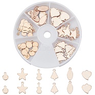 304 Stainless Steel Charms, Stamping Blank Tag, Mixed Shape, Rose Gold, 12.5~16x6~13x0.7~1mm, Hole: 1~2mm, 60pcs/box(STAS-AR0001-07RG)
