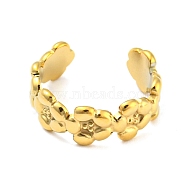 Real 18K Gold Plated Titanium Steel Cuff Earrings, Non Piercing Earrings, Flower, 12x13x4.5mm(EJEW-D072-01C-G)