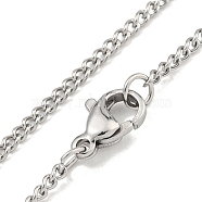 Non-Tarnish 201 Stainless Steel Curb Chain Necklaces for Women and Men, Stainless Steel Color, 23.43~23.62 inch(59.5~60cm)(NJEW-F322-08P)