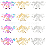 12Pcs 3 Colors 304 Stainless Steel Pendants, Butterfly, Mixed Color, 24.5x44.5x1.5mm, Hole: 1.8mm, 4pcs/color(STAS-UN0038-88)