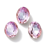 Glass Rhinestone Cabochons, Point Back & Back Plated, Faceted, Oval, Light Rose, 10x8x4.5mm(RGLA-G020-02A-D123)
