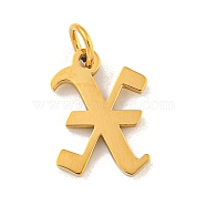 Ion Plating(IP) 304 Stainless Steel Charms, Laser Cut, Golden, Letter Charm, Letter X, 14x10.5x1.5mm, Hole: 3mm(STAS-I010-01G-X)