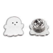 Ghost Shape Enamel Pin, Platinum Plated Alloy Badge for Backpack Clothes, Nickel Free & Lead Free, Creamy White, 19x18mm(JEWB-N007-214)