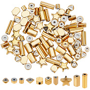 ARRICRAFT 100Pcs 10 Styles Electroplated Synthetic Non-magnetic Hematite Beads, Golden Plated, Star & Cube & Column, Mixed Shapes, 3~9.5x2.5~7x1~4mm, Hole: 0.8~1mm, 10pcs/style(G-AR0005-64)