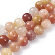 Natural Red Yellow Jade Bead Strands, Round, 8mm, Hole: 0.7mm, about 50~51pcs/strand, 15.7 inch(40cm)(G-G782-17)