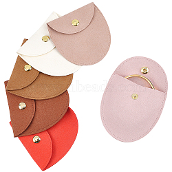 Elite 6Pcs 6 Colors Microfiber Jewelry Storage Bags, with Snap Fastener, for Earrings, Bracelets, Rings Storage, Arch Shape, Mixed Color, 7.95x7.8x0.15~0.3cm, 1pc/color(ABAG-PH0001-40A)
