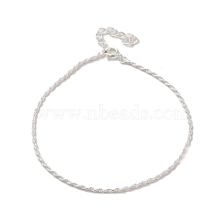925 Sterling Silver Rope Chain Bracelets for Women, Silver, 6-3/4 inch(17.3cm), 1.2mm(BJEW-E101-01S-05)