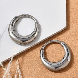 316 Surgical Stainless Steel Hoop Earrings, Hoop Nose Rings, Platinum, 15.5x3mm, Inner Diameter: 8.15mm, Pin: 1.09mm(18 Gauge)(EJEW-G416-42C-P)