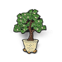 Dollar Enamel Pins, Alloy Lapel Pin Backs for Backpack Clothes, Tree, Green, 30x22.5mm(JEWB-V007-04EB-03)