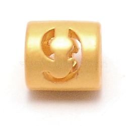 Alloy Beads, Column with Hollow Number, Matte Gold Color, Number, 6.5x6mm, Hole: 3.3mm(FIND-TAC0002-013-09)