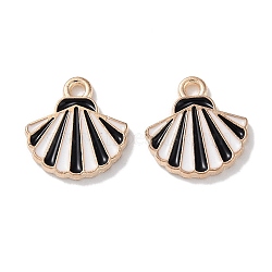 Alloy Enamel Pendants, Shell Shape, Black, 13x12.5x1.5mm, Hole: 1.6mm(ENAM-O001-02A-G)