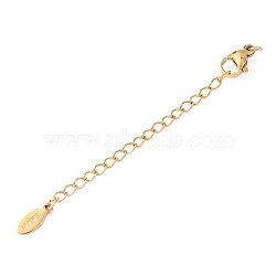 304 Stainless Steel Chain Extender with Oval Charms Ion Plating(IP), Real 18K Gold Plated, 74mm(STAS-G383-07G)