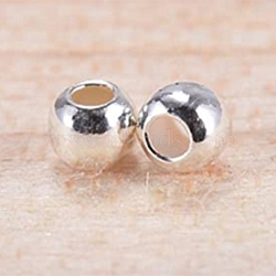 925 Sterling Silver Spacer Beads, Round, Silver, 3mm, Hole: 1~1.2mm, 20Pcs/g(STER-WH0006-02A-S)