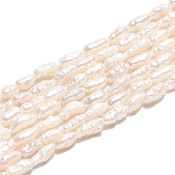 1 Strand Natural Cultured Freshwater Pearl Beads Strands, Baroque Keshi Pearl, Stick, Creamy White, 2.5~10.5x1.5~3x1.5~3mm, Hole: 0.5mm, about 47~72pcs/strand, 13.78~14.17 inch(35~36cm)(PEAR-PA0001-14)