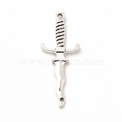 Tibetan Style Alloy Connector Charms, Sword Shaped Links, Antique Silver, 40x16x3mm, Hole: 1mm and 1.5mm(PALLOY-M207-05AS)