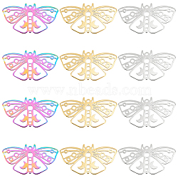 12Pcs 3 Colors 304 Stainless Steel Pendants, Butterfly, Mixed Color, 24.5x44.5x1.5mm, Hole: 1.8mm, 4pcs/color(STAS-UN0038-88)