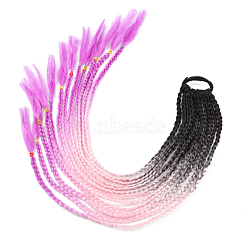 High Temperature Fiber Colored Braids Hair Piece Ponytail Dreadlocks Hair Ornaments, Hair Accessories Women Children Girl, Magenta, 600~650mm(OHAR-PW0003-203-25)