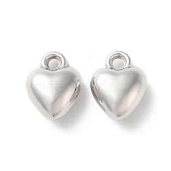 CCB Plastic Pendants, Heart Charms, Platinum, 10x8x4mm, Hole: 1.5mm(CCB-C001-09A-P)