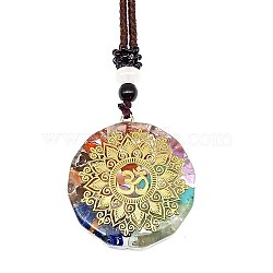 Resin & Natural & Synthetic Mixed Gemstone Pendant Necklaces, Flower, 25.59 inch(65cm)(OG4289-23)