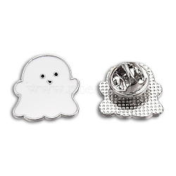 Ghost Shape Enamel Pin, Platinum Plated Alloy Badge for Backpack Clothes, Nickel Free & Lead Free, Creamy White, 19x18mm(JEWB-N007-214)
