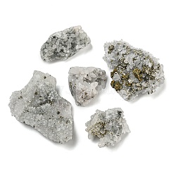 Nuggets Raw Rough Natural Quartz Crystal & Chalcopyrite Collections, for Earth Science Teaching, 37~66x32~49x22~26mm(G-S379-01)