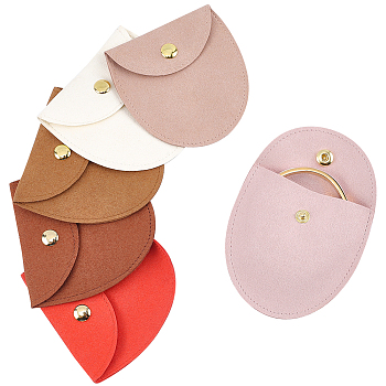 Elite 6Pcs 6 Colors Microfiber Jewelry Storage Bags, with Snap Fastener, for Earrings, Bracelets, Rings Storage, Arch Shape, Mixed Color, 7.95x7.8x0.15~0.3cm, 1pc/color