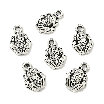 Tibetan Style Alloy Frog Charms, Antique Silver, 13x9x3mm, Hole: 1.5mm